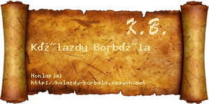 Kálazdy Borbála névjegykártya